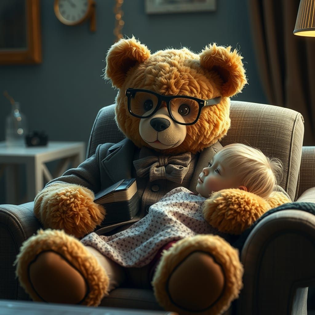 Teddy Bear Therapist with Young Patient