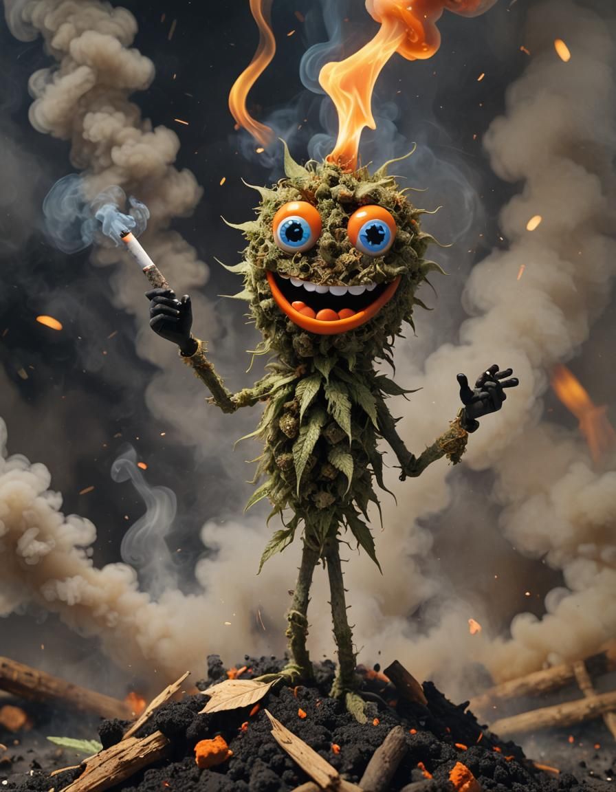 Playful 3D Cartoon of a Marijuana Joint Character