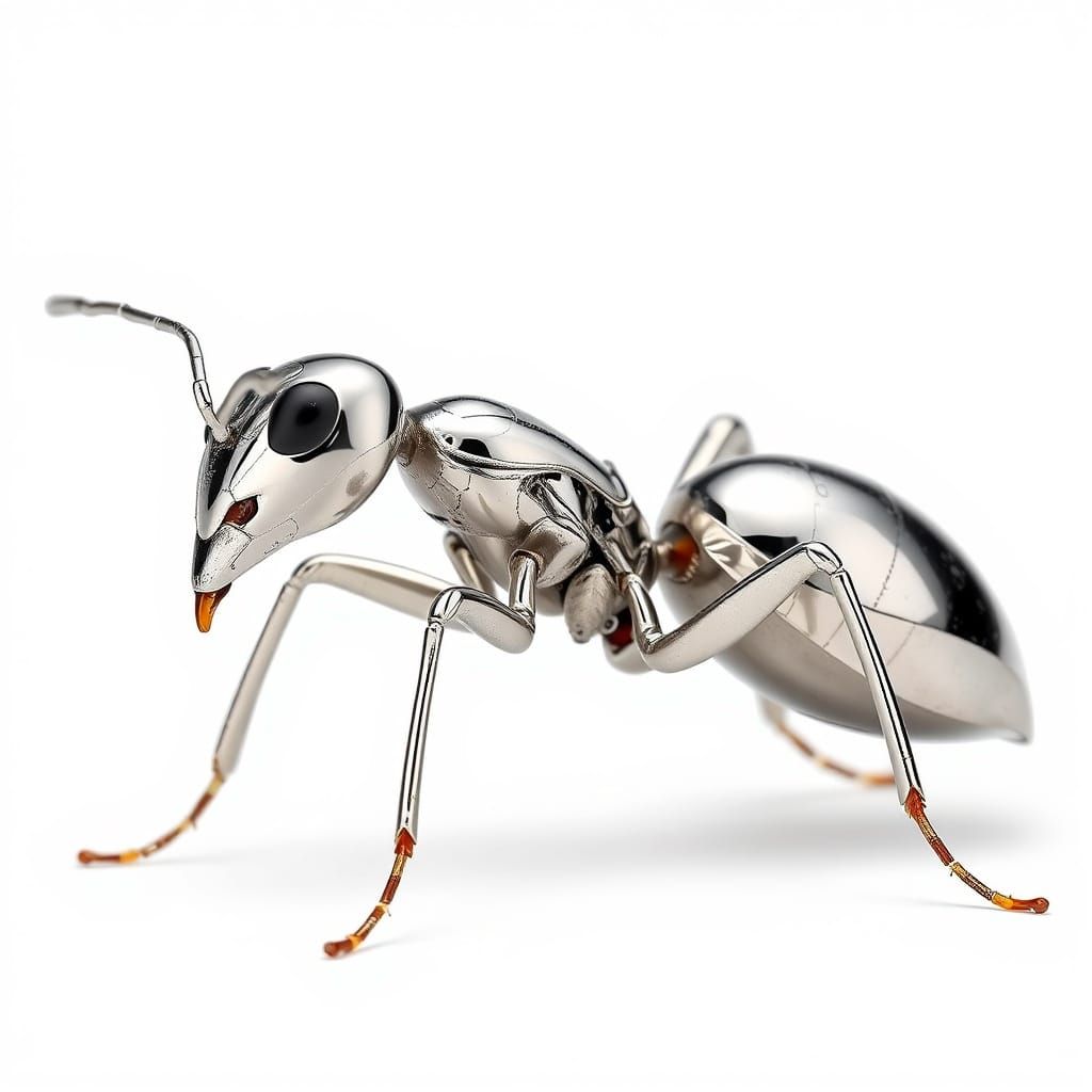 Sleek Chrome Insect on Pristine White Background