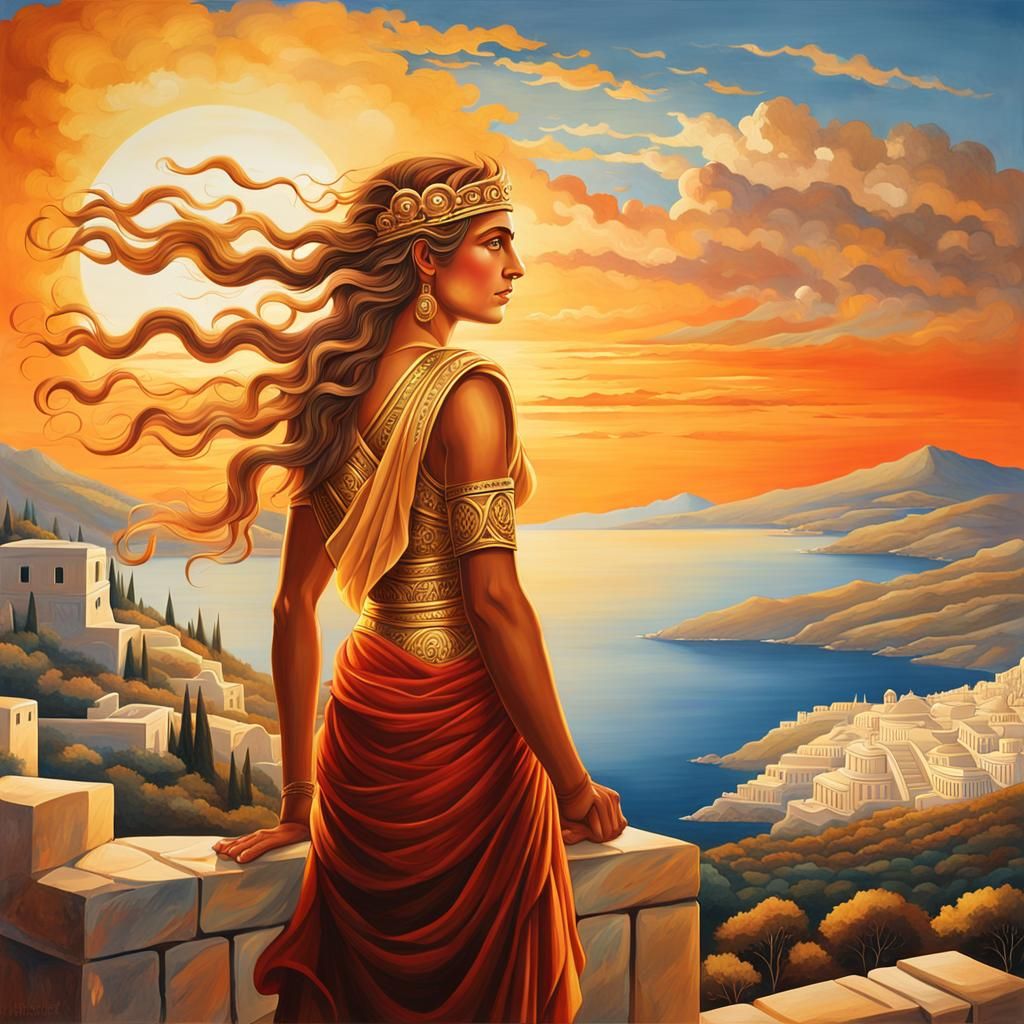 Helen of Troy in Ancient Greece Mural Painting