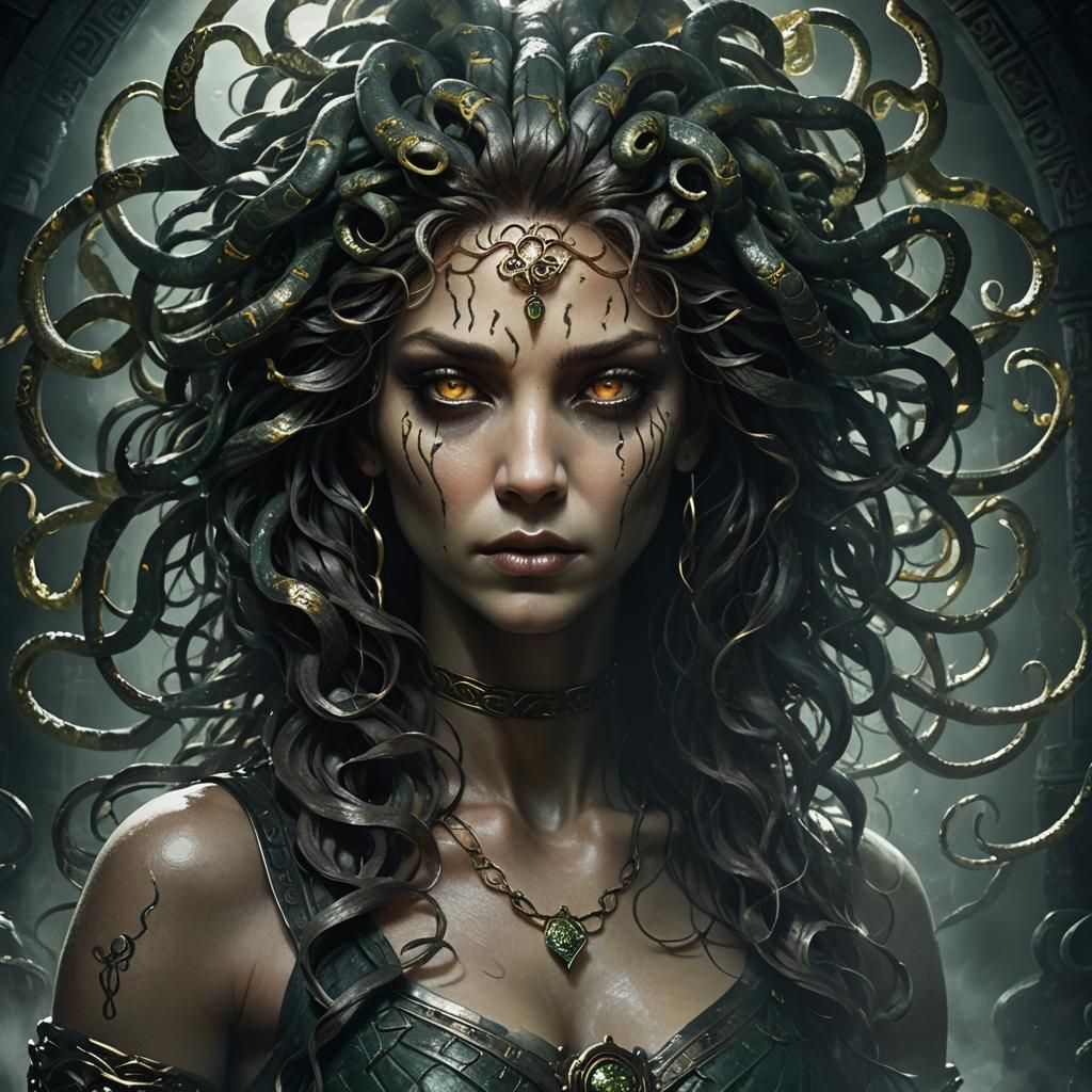 Mystical Medusa Portrait in Dark Fantasy Style