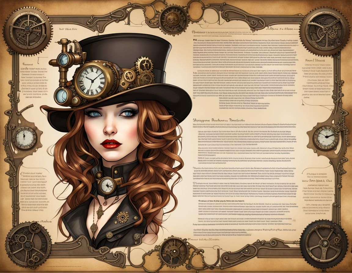 Steampunk Fashion Magazine Page: Ornate and Stylized