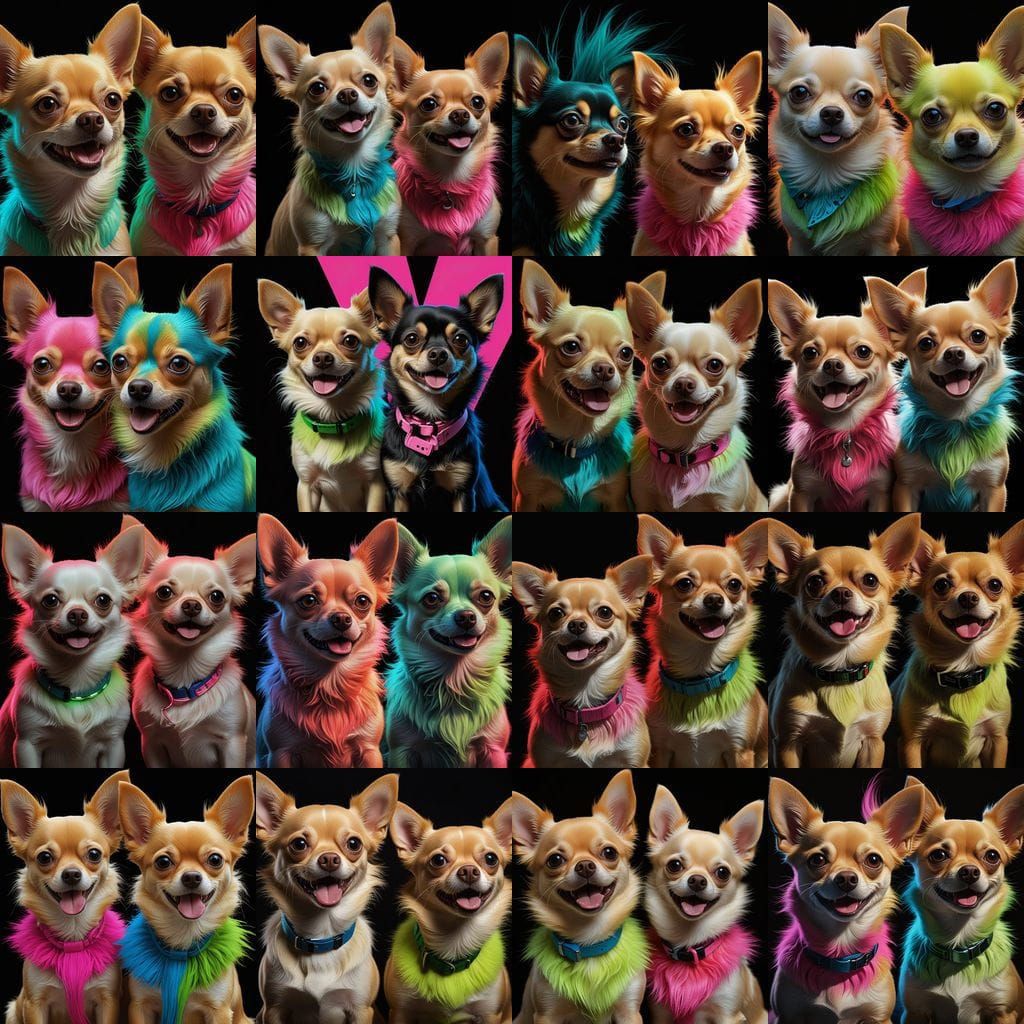 Vibrant Chihuahua Portrait in Neon Colors