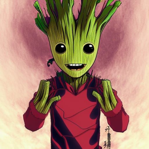 Anime Style Groot Illustration