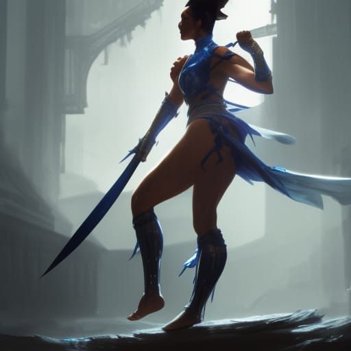Kitana in Fighting Stance: Dark Fantasy Concept Art