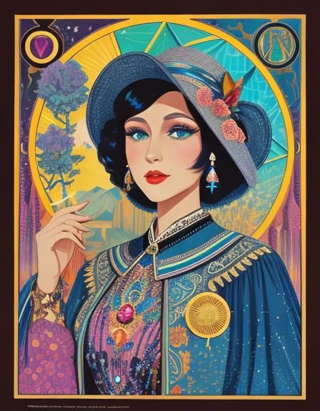 Octagonal Fossil Purse in Art Deco Pointillism Style