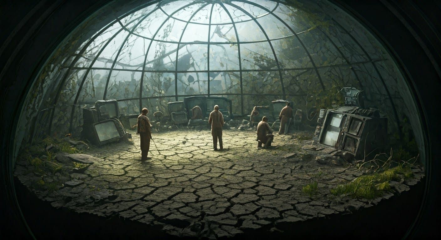 Post-Apocalyptic World Inside Glass Dome