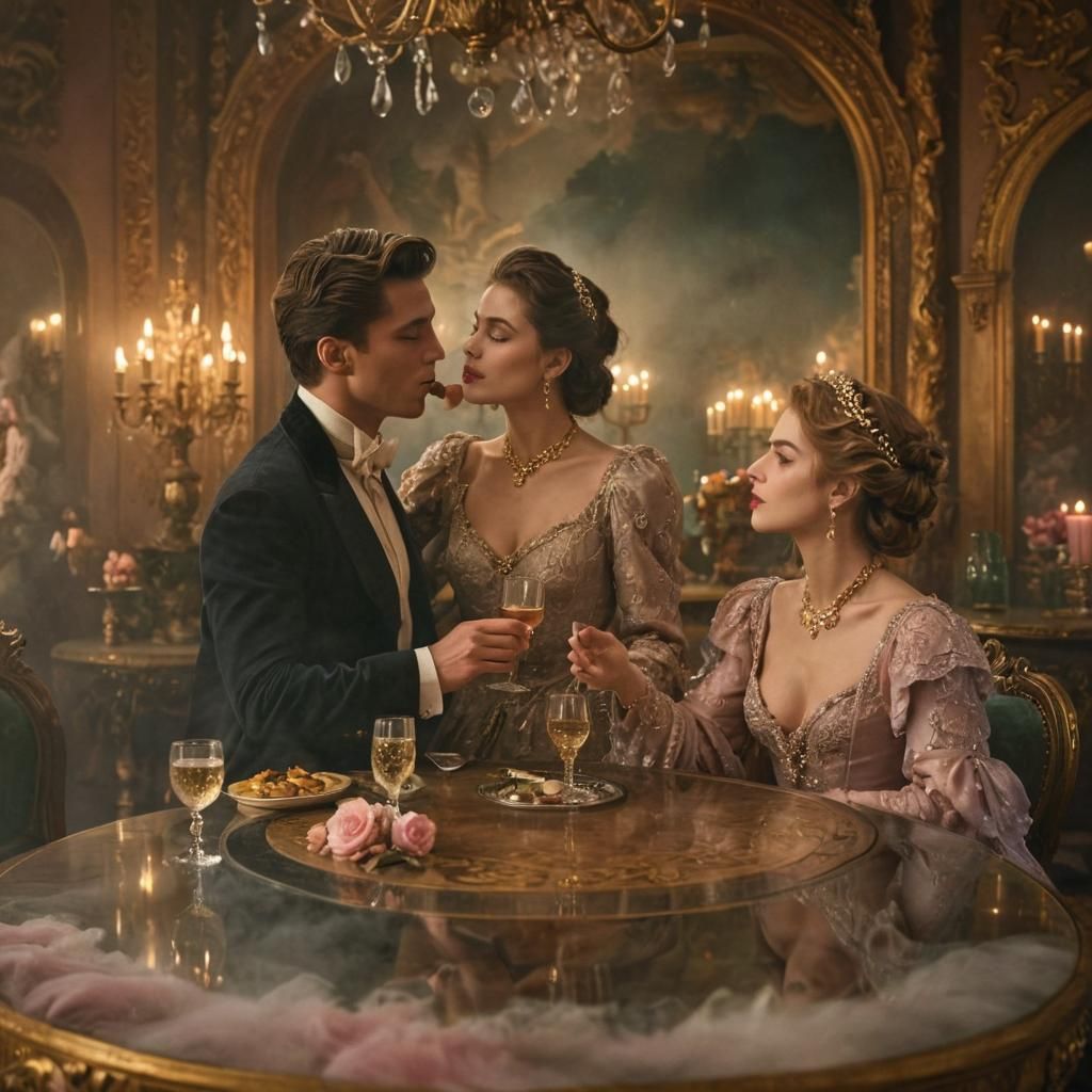 Elegant Couple in Baroque Fantasy Forest