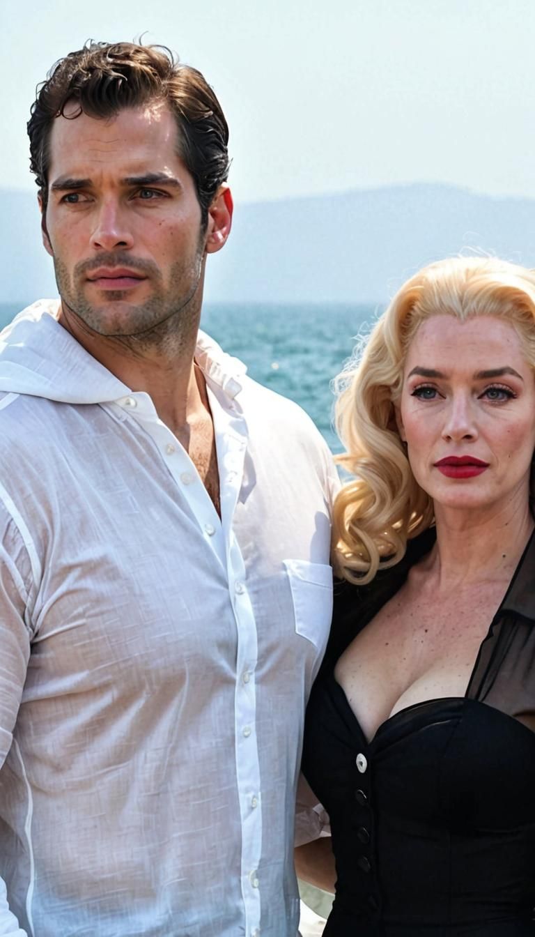 Realistic Image of Man in See-Through Shirt with Bride