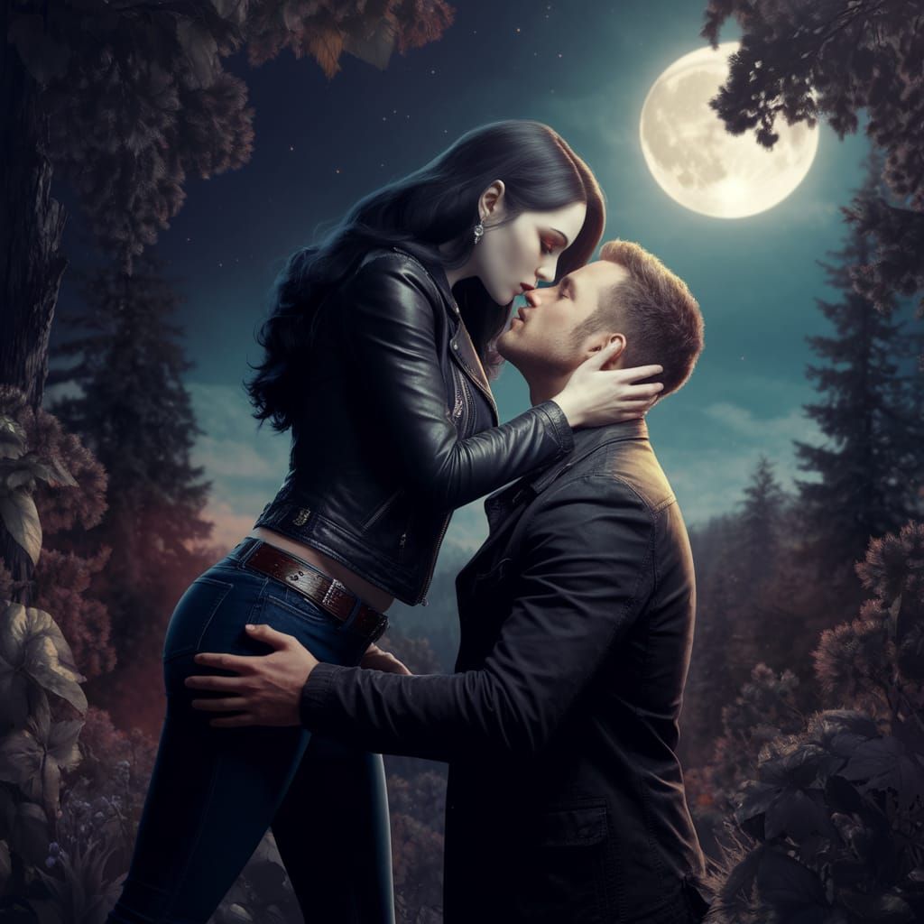 Ethereal Vampire Portrait in Moonlit Forest
