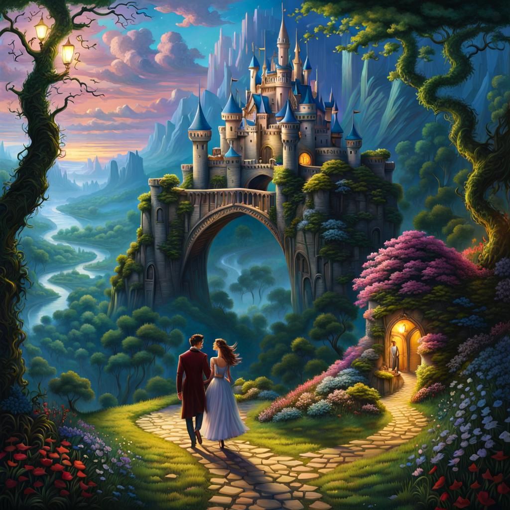 Enchanted Path to a Heart Castle in Dreamcore Style