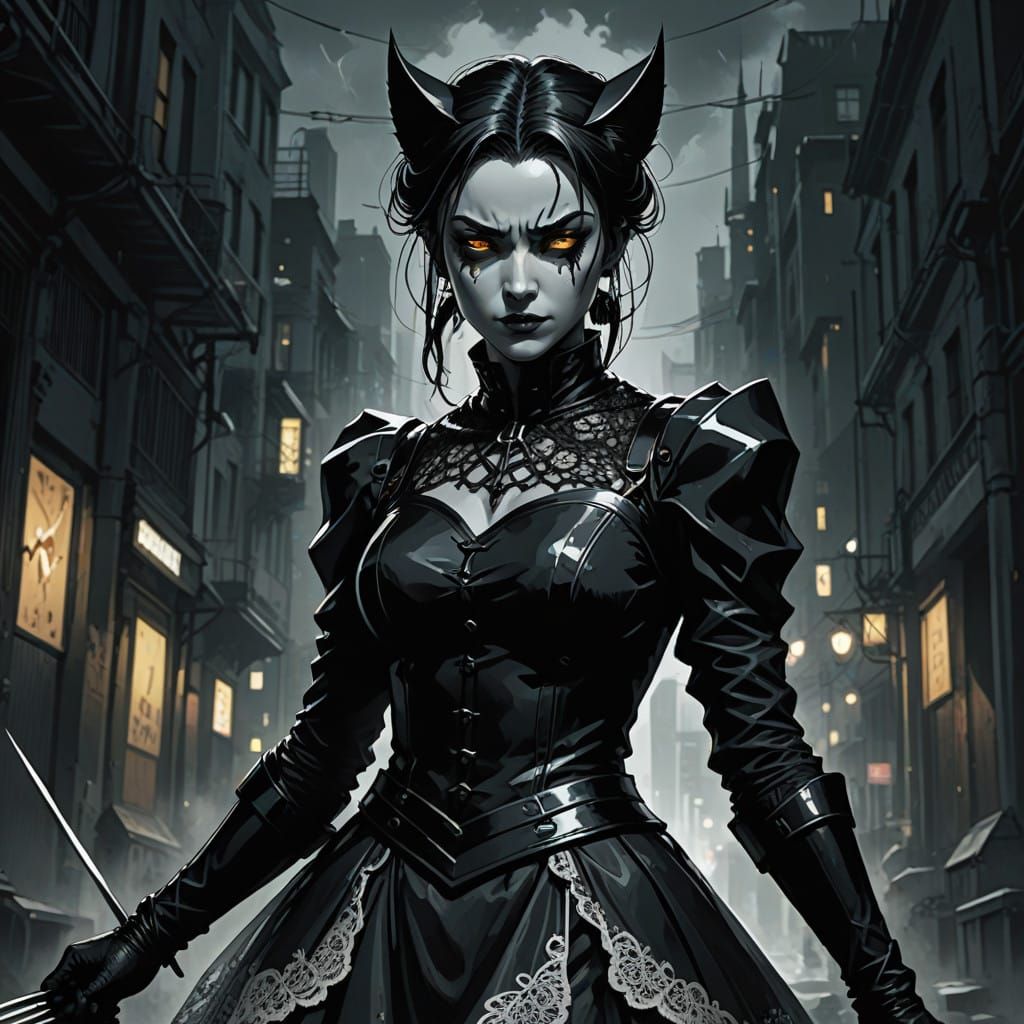 Gothic Anime Wolverine Girl in Moody, Cinematic Pose