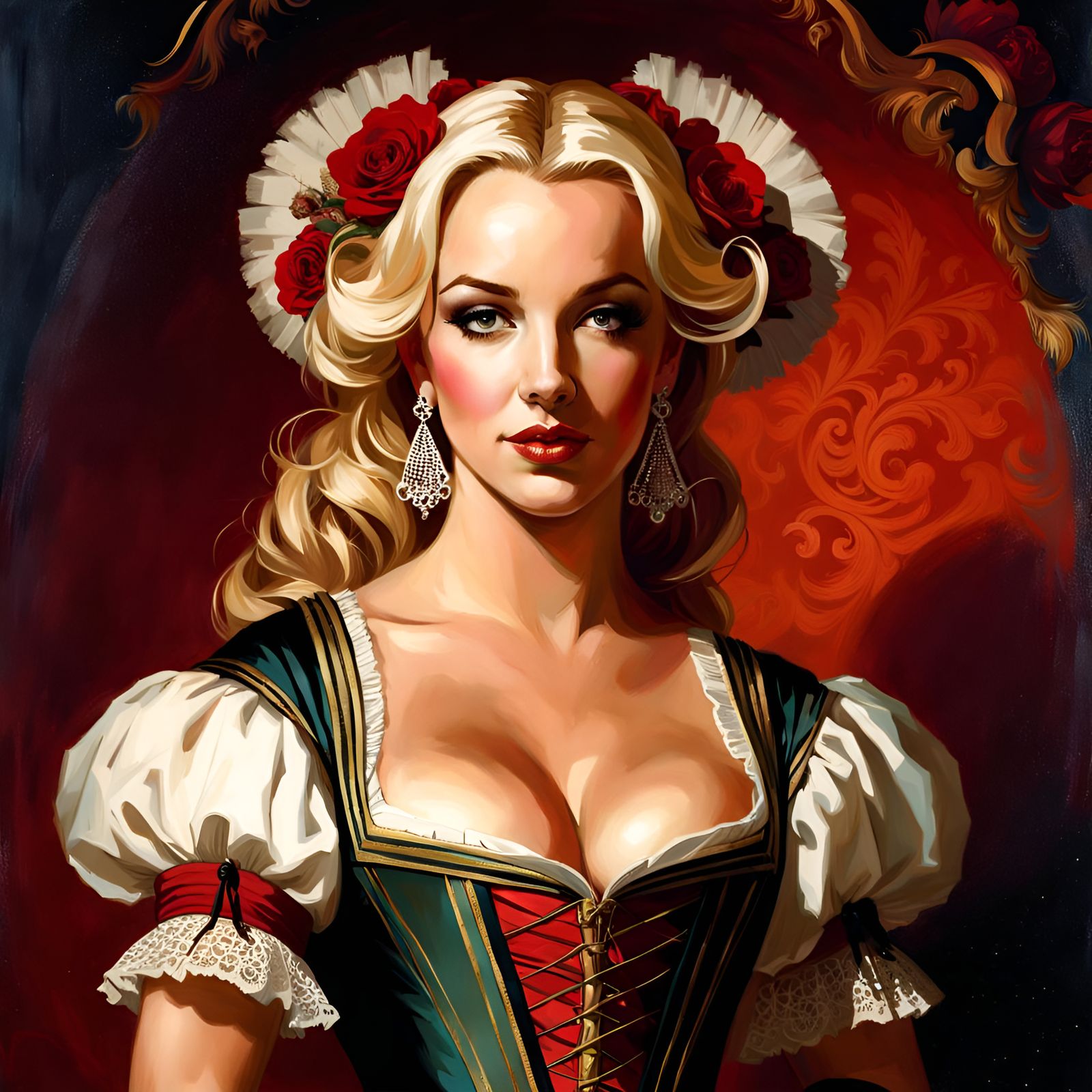 Pop Star as Bard in Pin-Up Art Style