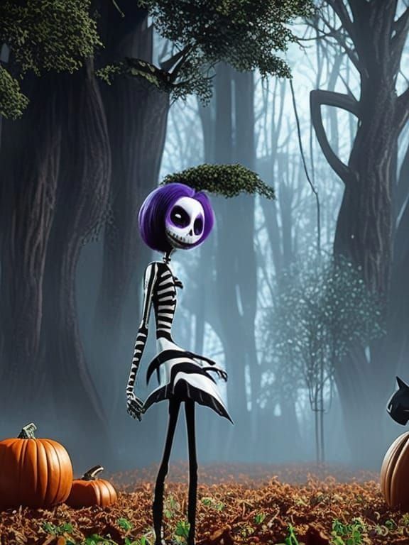 Jack and Sally's Daughter in Pumpkin Patch