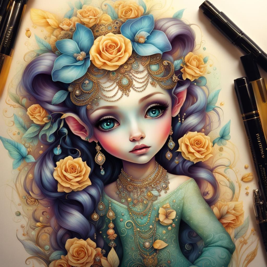 Bear Princess Elf Drawing