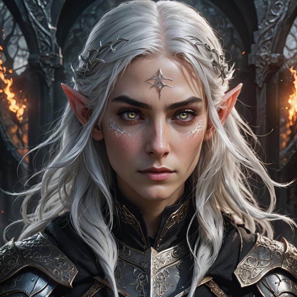 Fantasy Elf Portrait in Art Nouveau Style