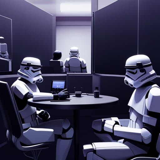 Stormtroopers Relaxing: Syd Mead Inspired Sci-Fi Scene