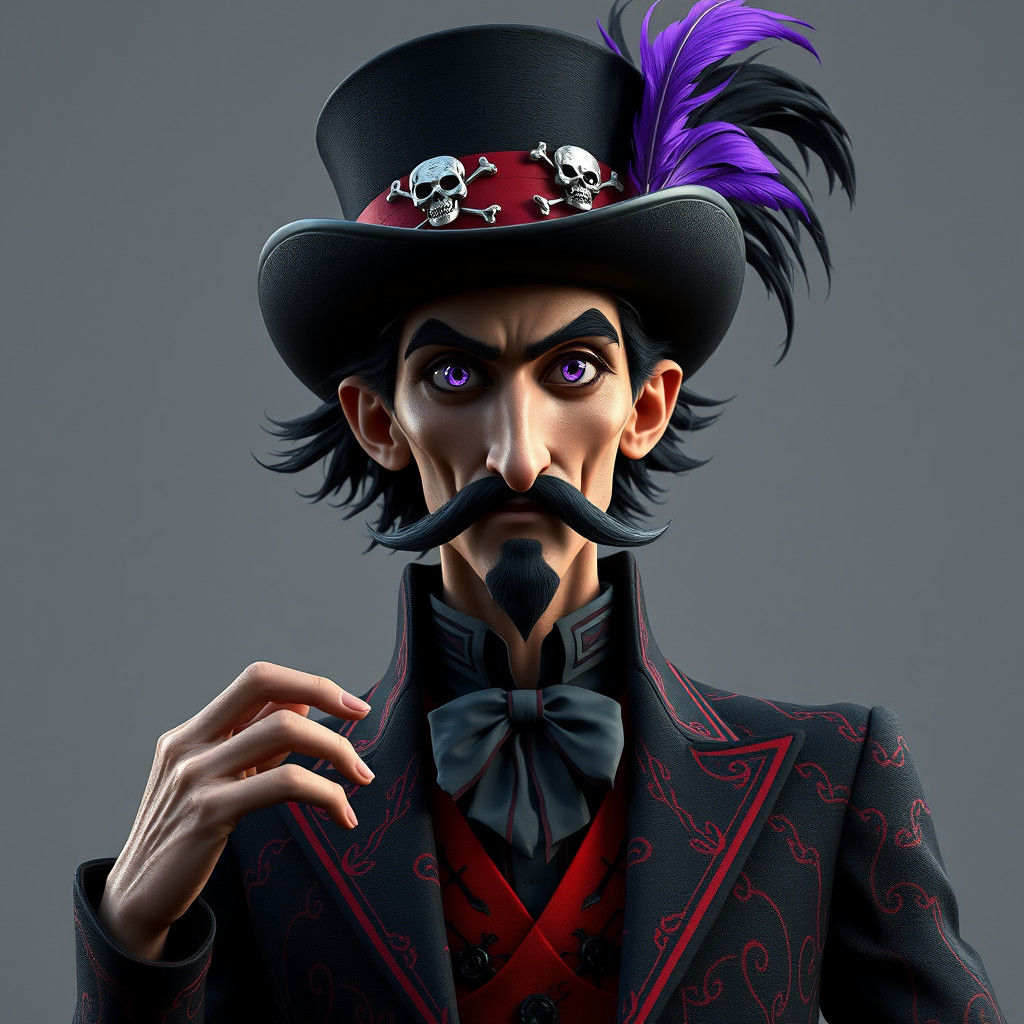 Elegant Mustached Man in Detailed Matte Painting Style