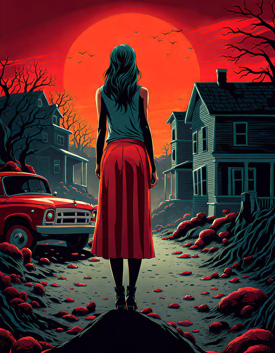 Dystopian Female Survivor in Zombie Apocalypse Chaos