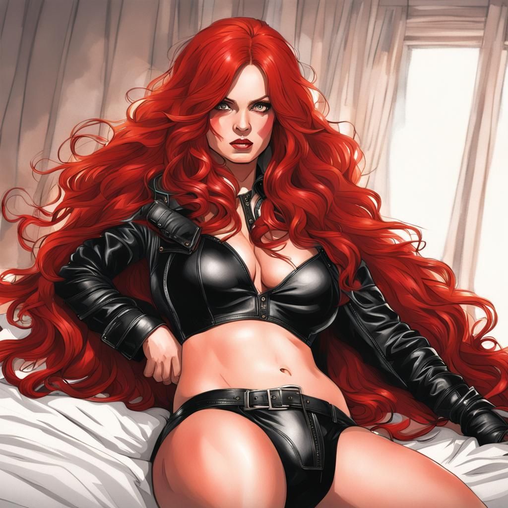 Woman with Red Hair Lying on a Bed