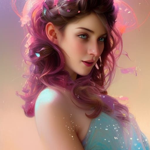 Candy Kingdom Princess Portrait in Art Nouveau Style