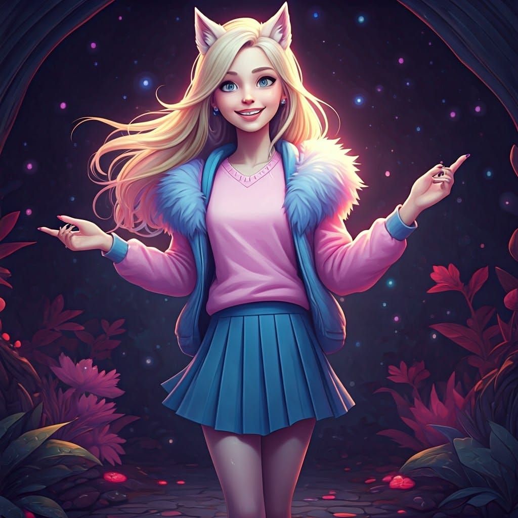 Enid Sinclair, Werewolf Teen with Vibrant Aura and Whimsical...