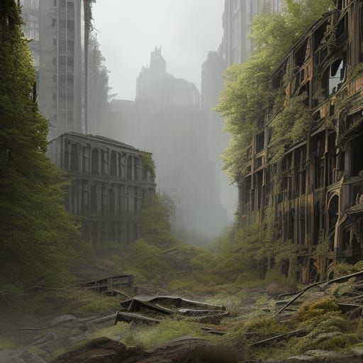 lady vampire, Post-Apocalyptic Landmarks, overgrown national...