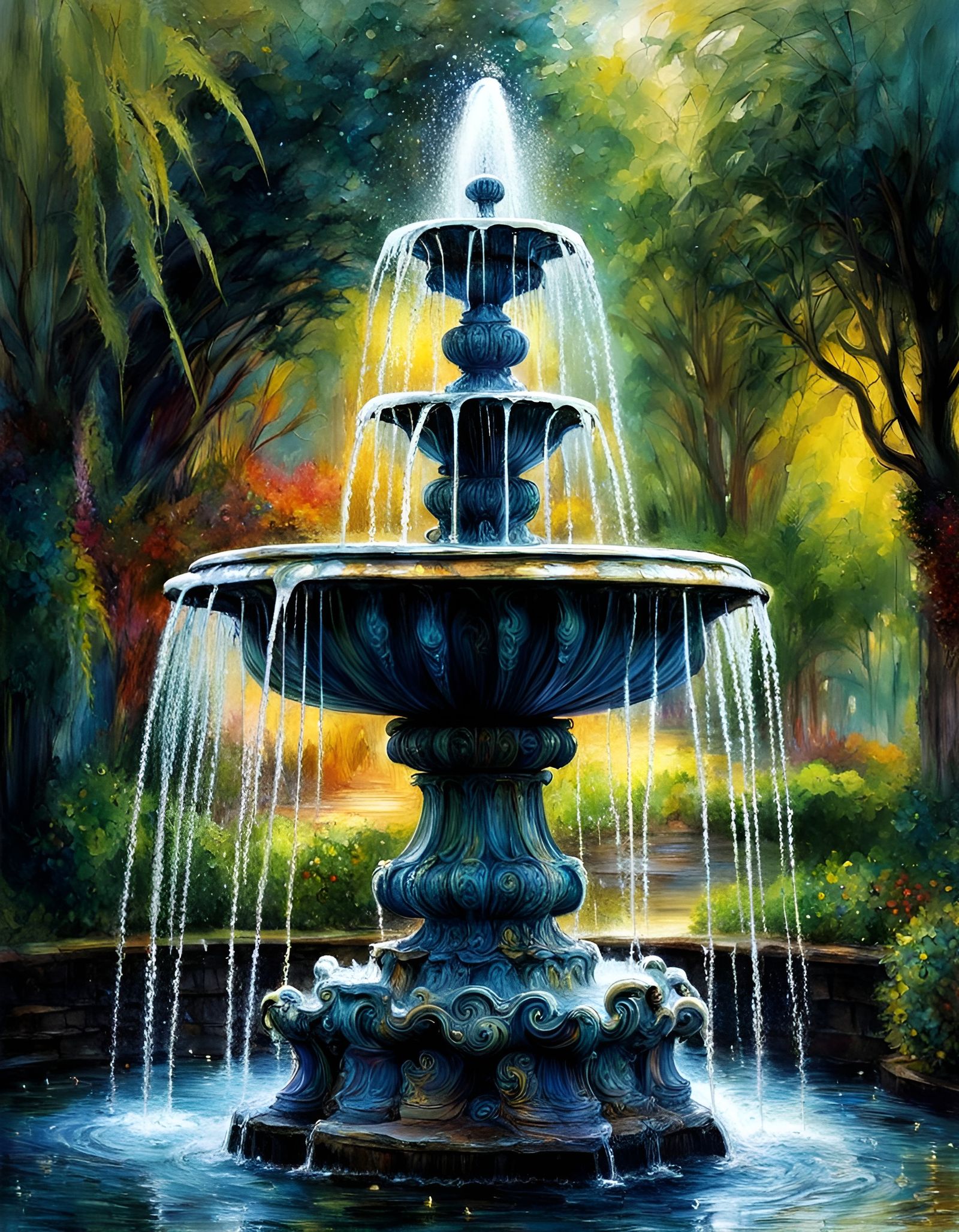 Water Fountain Punk in Abstract Expressionism