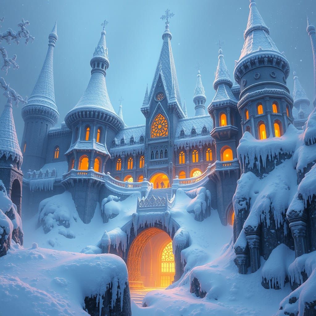 Ancient Building Trapped in Icy Mystique