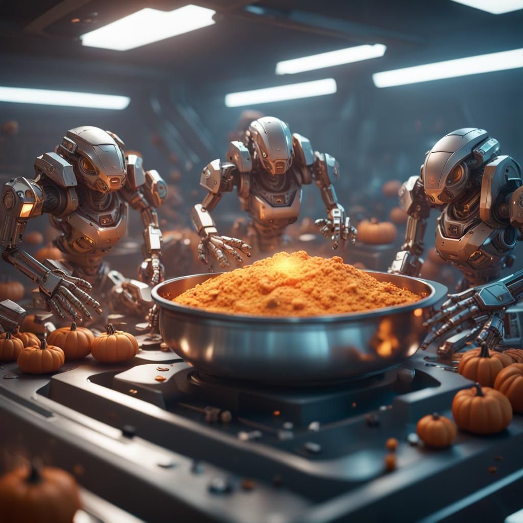 Futuristic Thanksgiving Celebration in Sci-Fi Style