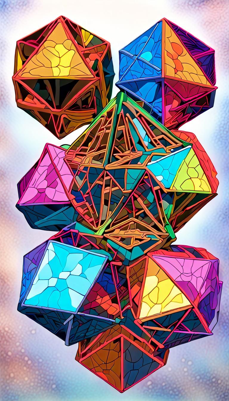 Prismatic Dodecahedron Complex in Psychedelic Digital Art
