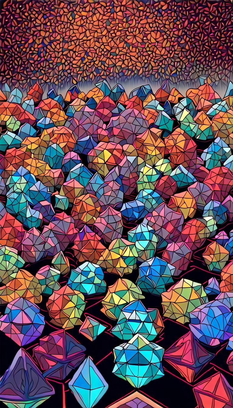 Reflective Prismatic Dodecahedrons in Neon 3D