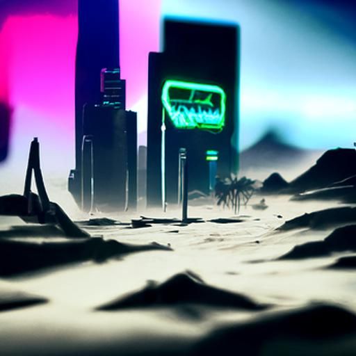 Synthwave Neon Wasteland Landscape