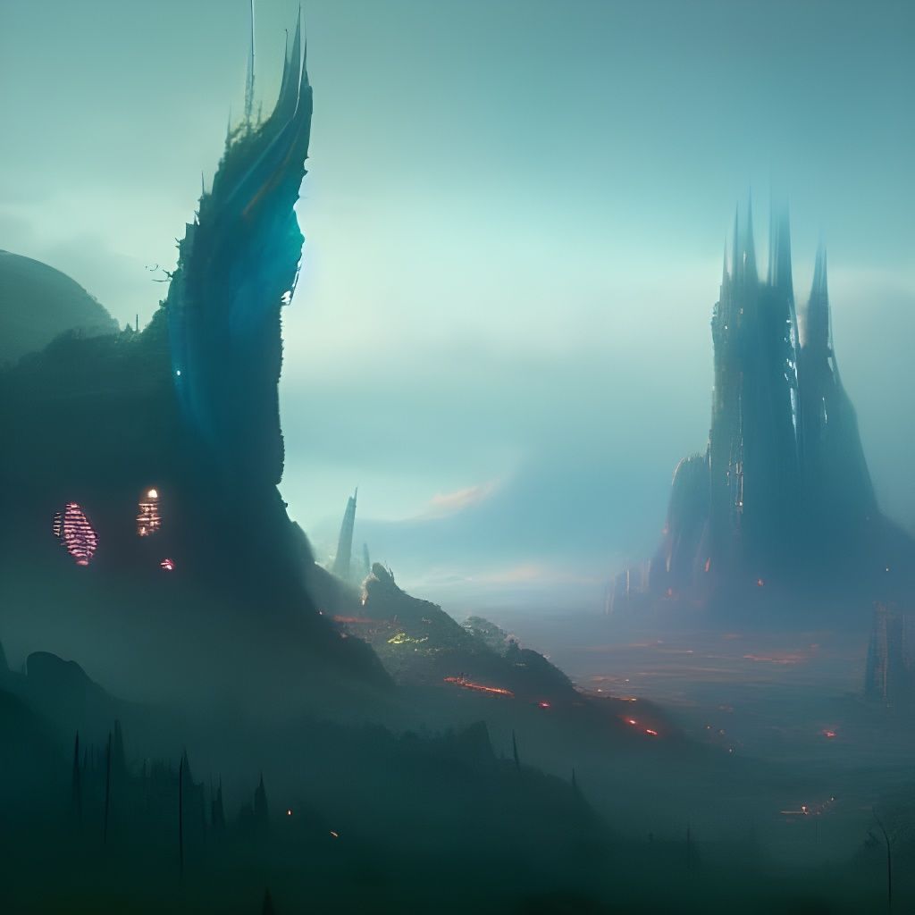 Biopunk World: A Vibrant, Detailed Landscape