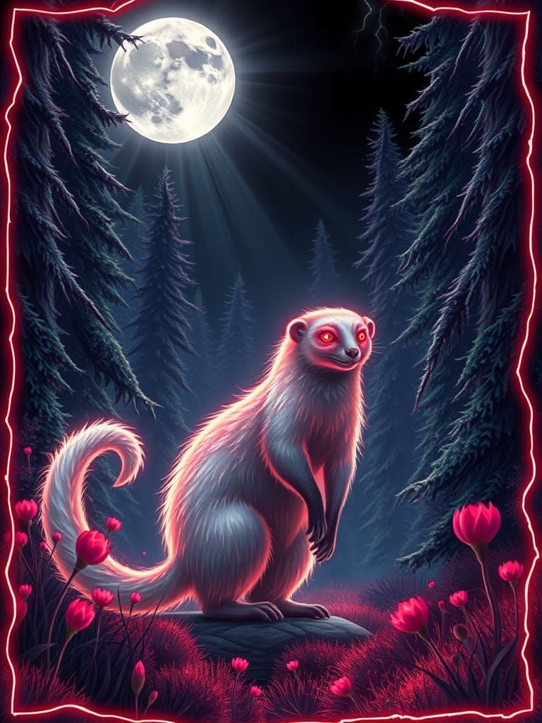 Celestial Mongoose in Mystical Forest, Akira Toriyama Style