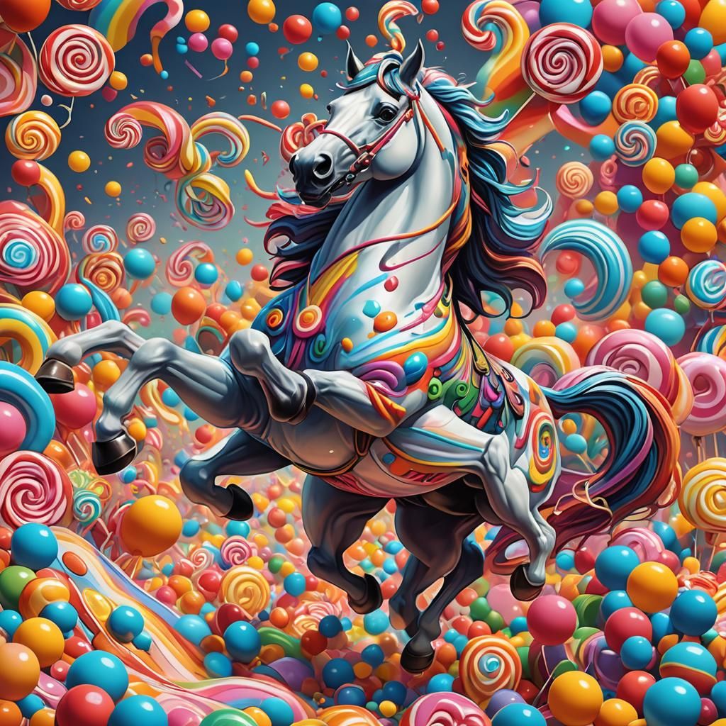 Flying Horse in Candy Art Style