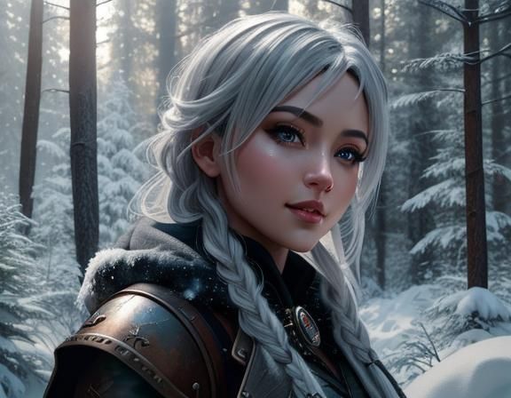 Steampunk Girl in Winter Wonderland: Hyperrealistic Portrait