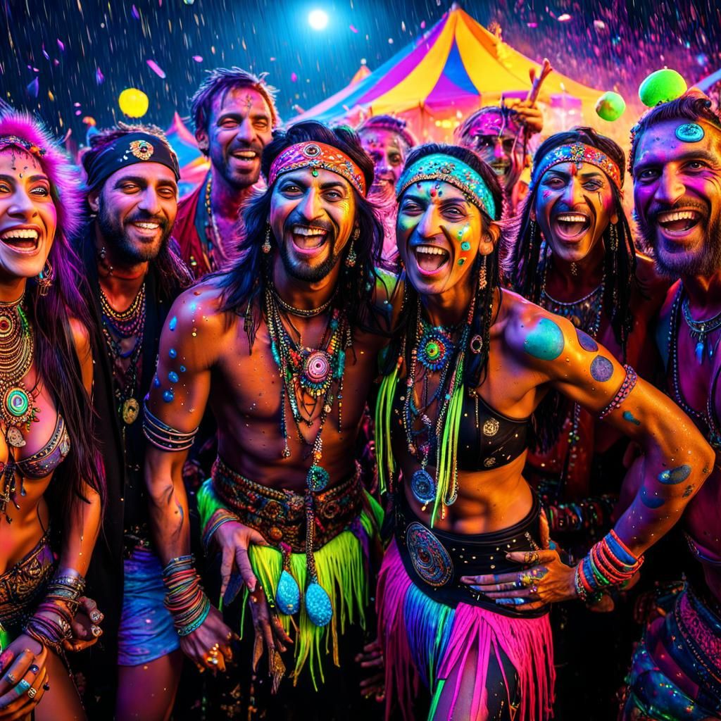 Neon Beach Party with Confetti Explosion