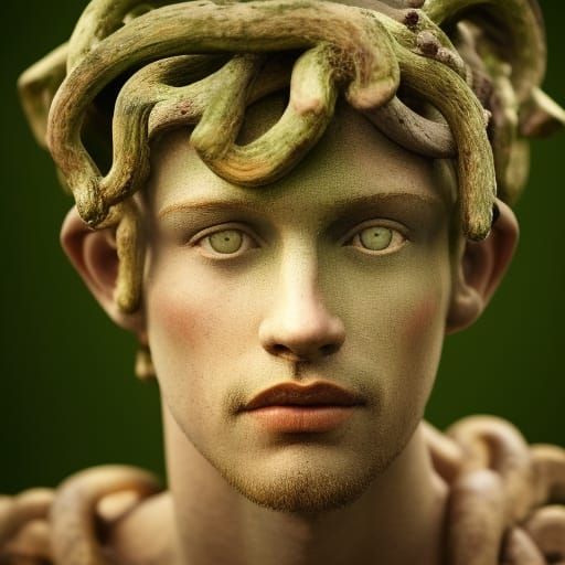 Forest Faun Statue Close-Up Portrait