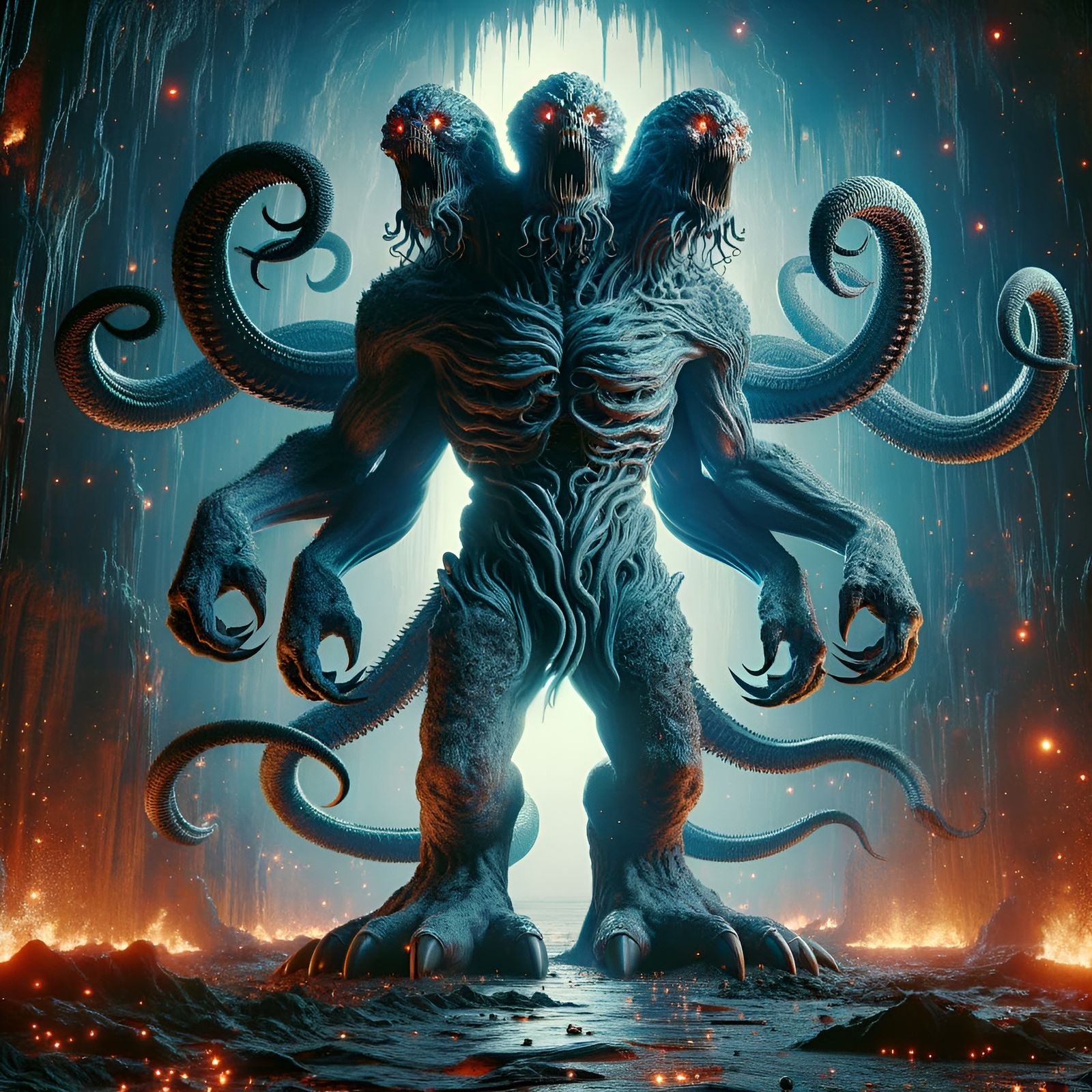 Demogorgon, Prince of Demons, in Epic Fantasy Scene