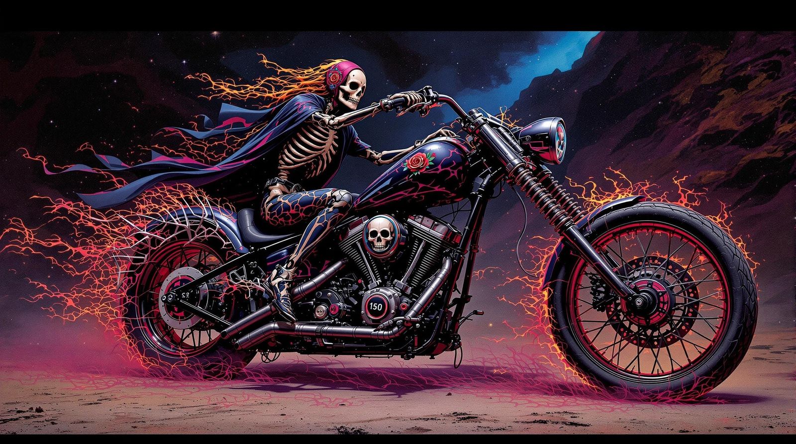 Grateful Dead Motorcycle Art in Surreal Style
