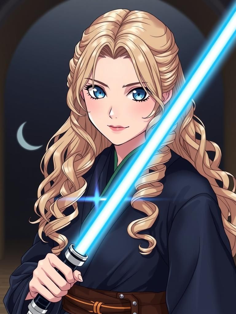 Anime Jedi Knight in Ghibli Style