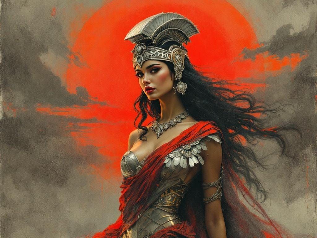 Regal Woman in Cubist Style with Vibrant Colors