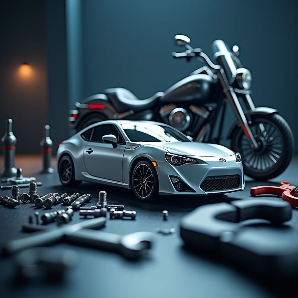 Easy Maintenance YouTube Banner with Car and Motorcycle