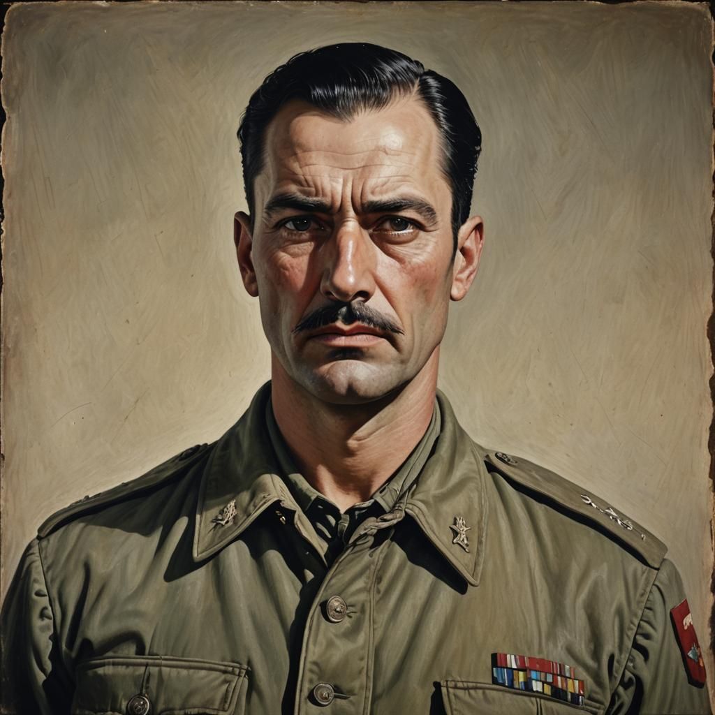 Evil 1940s Soldier Portrait in Hyperrealistic Style