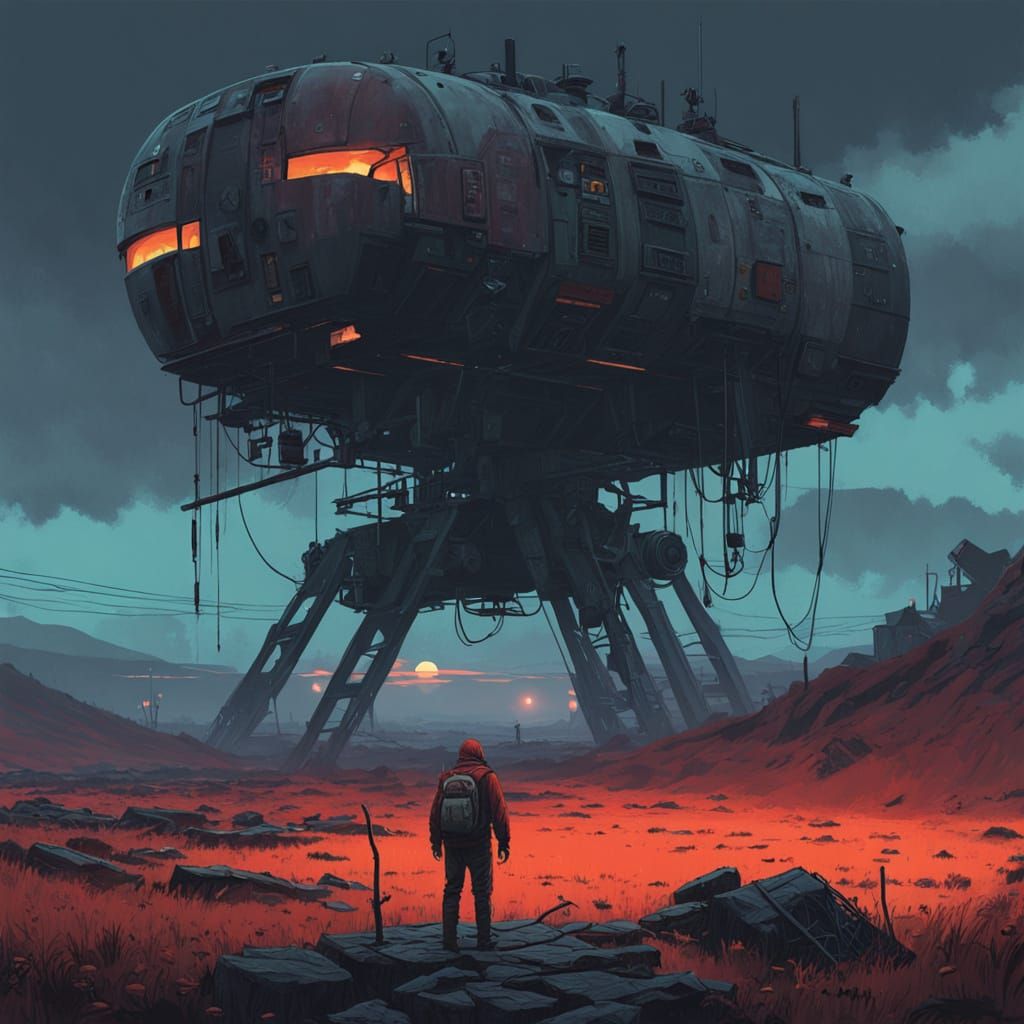 Surreal Dawn on a Desolate Post-Apocalyptic Landscape
