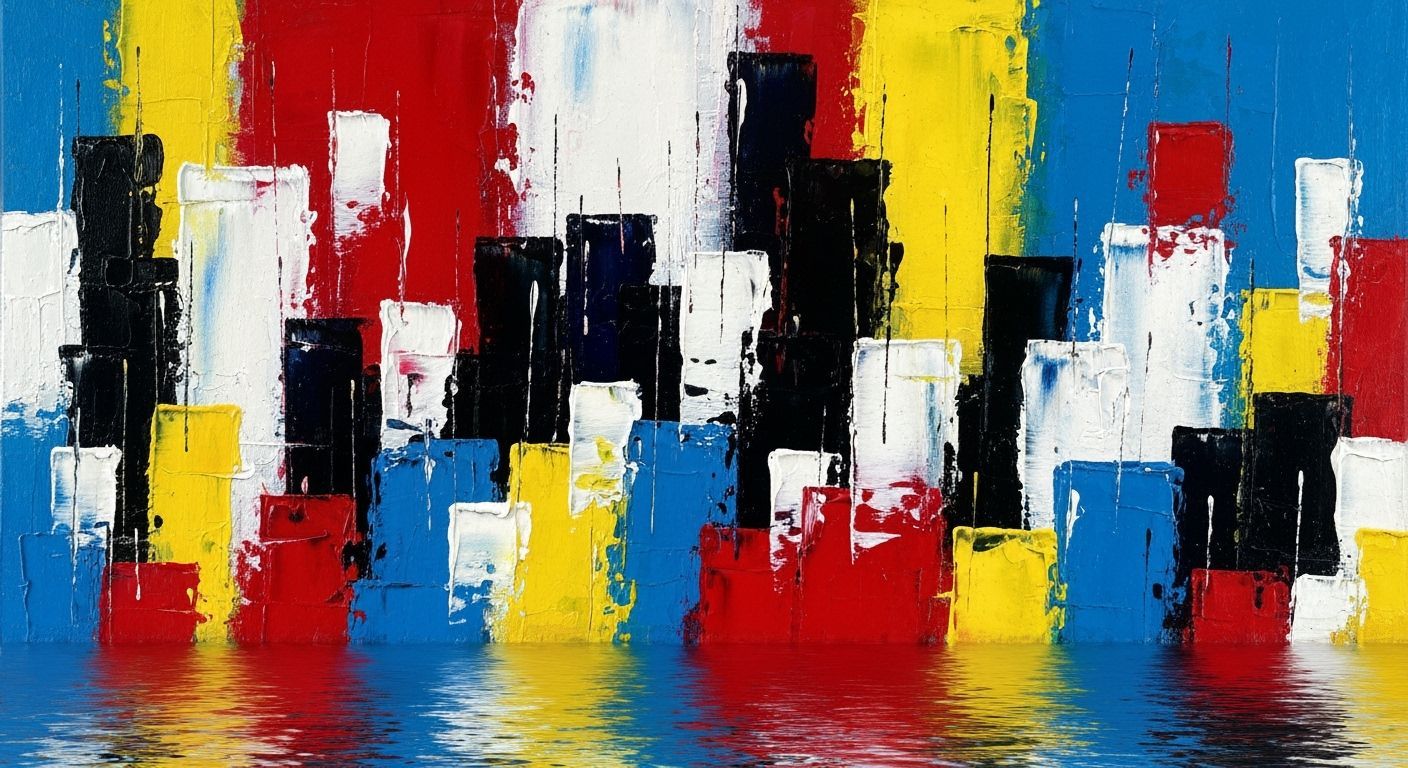 Abstract Cityscape Painting with Bold Brushstrokes