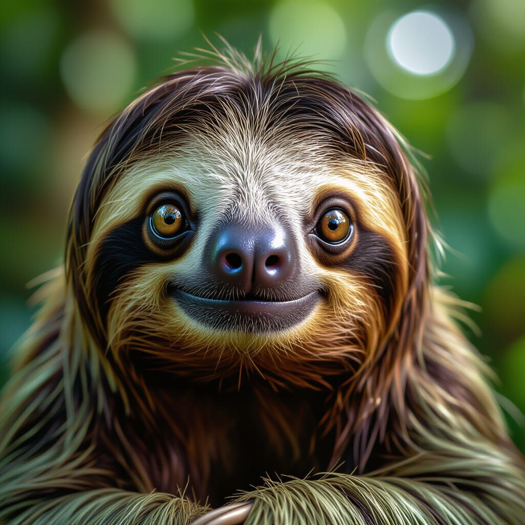 Ultra-HD Sloth Portrait with Detailed Fur and Eyes