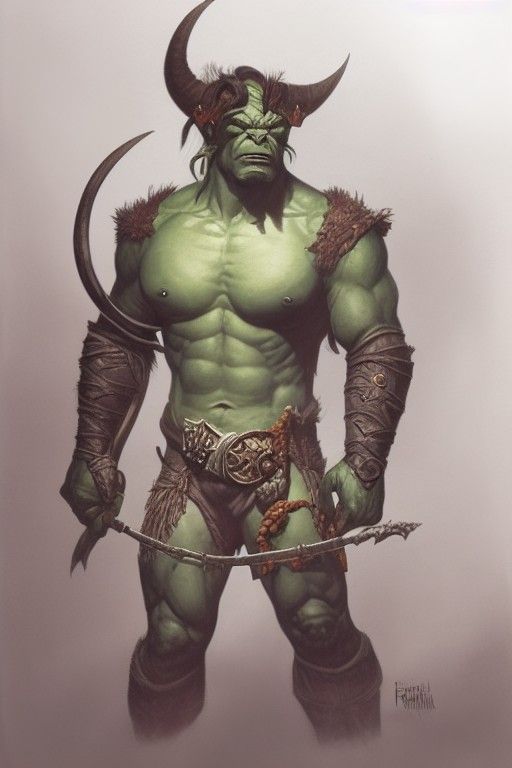 Detailed Orc Fighter Portrait in Medieval Style