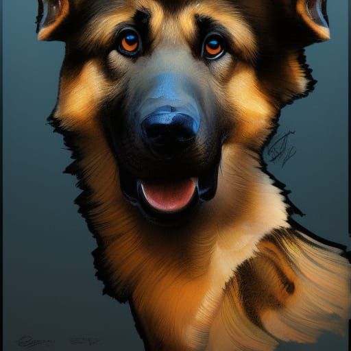 German Shepherd Portrait in Hyperdetailed Style